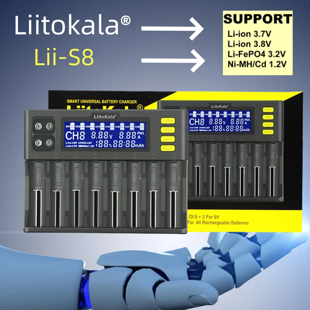 LiitoKala Lii-PD2 LII-PD4 Lii-S8 S6 ͸ , 18650 26650 21700 18350 AA AAA 3.7V, 3.2V, 1.2V Ƭ NiMH ͸